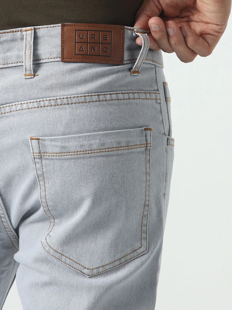 Urbano Fashion  Urbano Fashion Men's Ice Grey Slim Fit Washed Denim Jeans Stretchable for Men | Best Price UAE